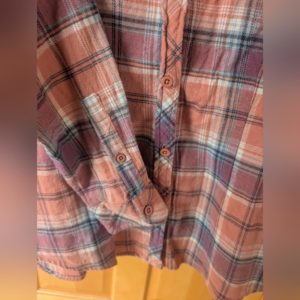 Nicole Byer Women's Plaid Button Down Shirt - Pink and Blue - Picture 4 of 8